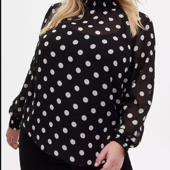torrid Tops - Torrid- Chiffon Smocked Mock Neck Blouse NWT